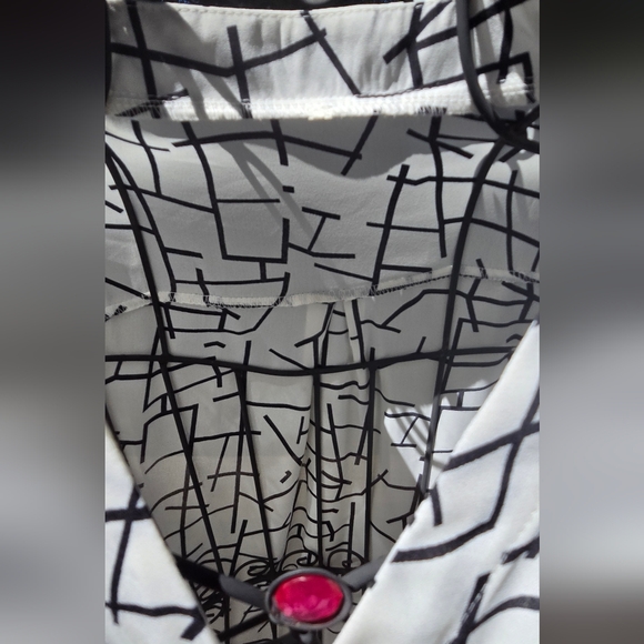 Zara White Black Printed Button-Down Blouse SzL NWOT - Picture 6 of 10